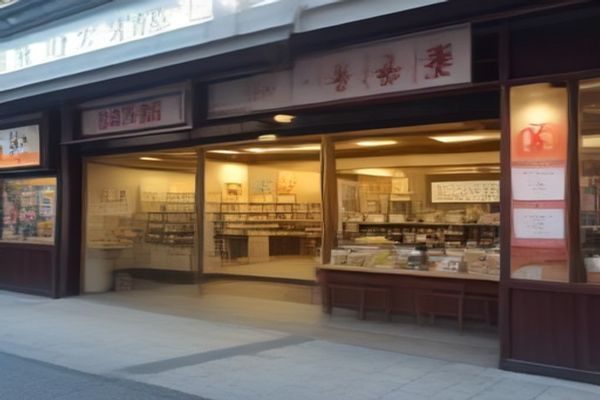 日本出版物与影碟实体店铺货架陈列，展现日本内容产业的实体发行形态与娱乐文化消费场景